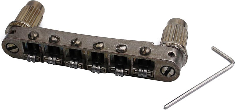 guyker Guitar Tune-O-Matic Roller Saddle Bridge Replacement Part Compatible with Gibson Les Paul LP SG Style 6 String Electric Guitar - GM005, Rust Color - Image 2